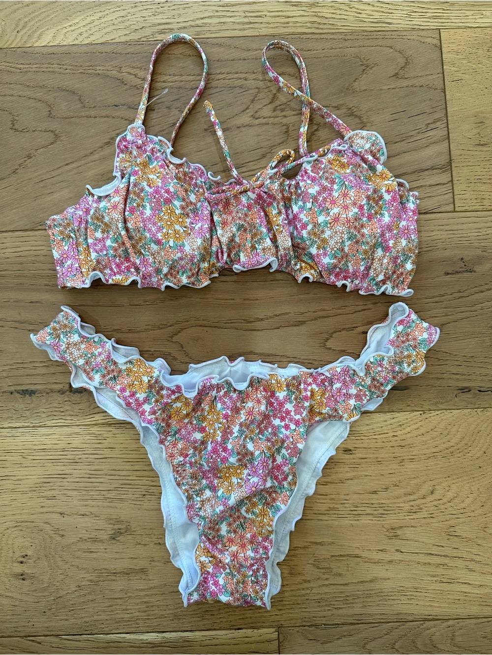 Raisins Pink Multi Floral Smocked Bikini Set